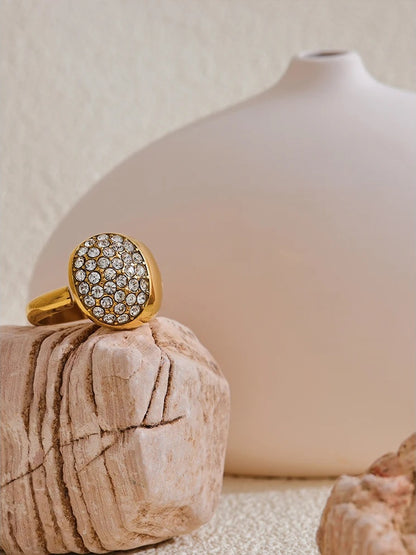 Cubic zirconia trendy cast open ring - product image