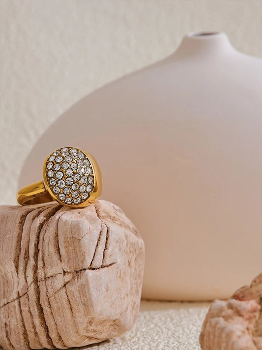 Cubic zirconia trendy cast open ring - product image