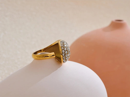 Cubic zirconia trendy cast open ring - product image
