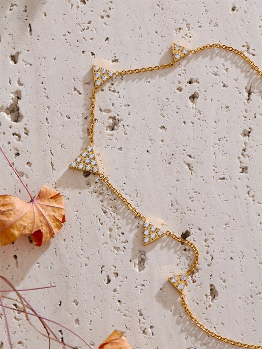 Cubic zirconia triangle drop necklace - product image