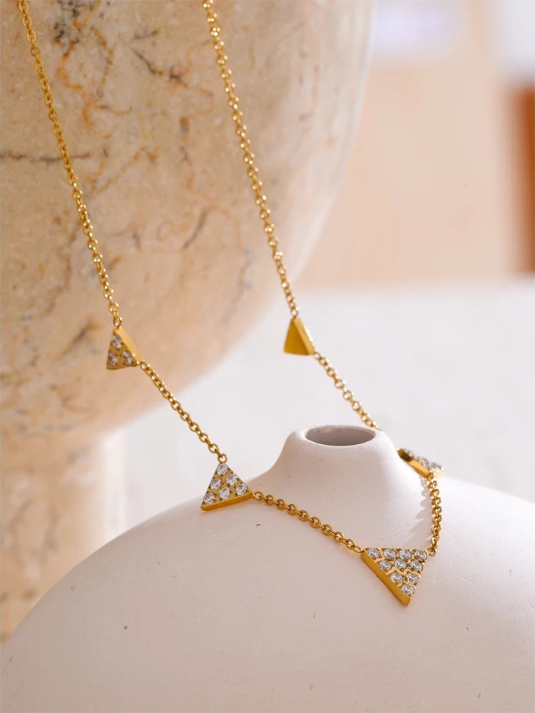 Cubic zirconia triangle drop necklace - product image