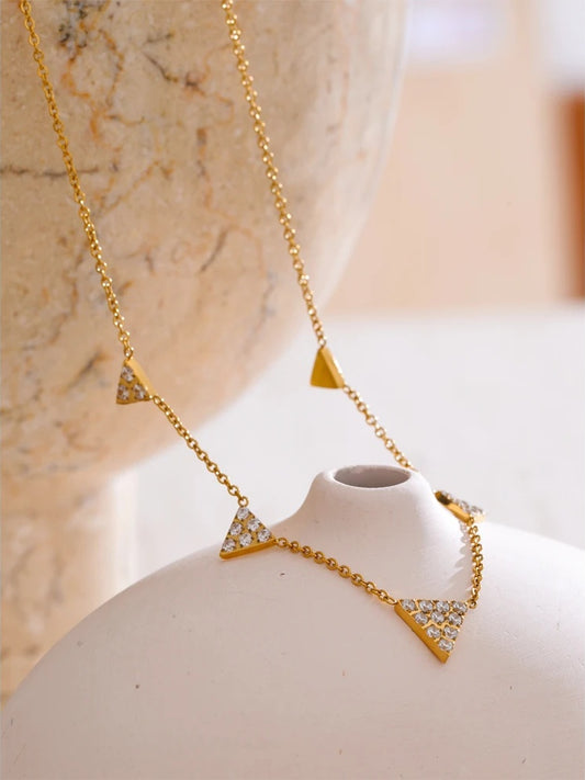 Cubic zirconia triangle drop necklace - product image