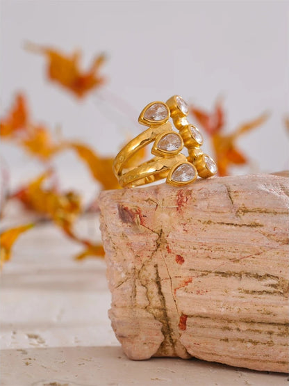 Cubic zirconia water drop ring size 7.5 - product image