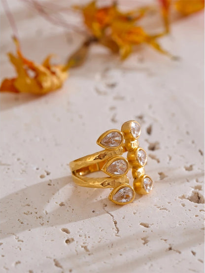 Cubic zirconia water drop ring size 7.5 - product image