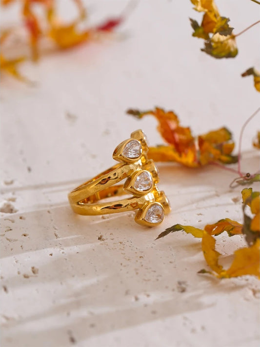 Cubic zirconia water drop ring size 7.5 - product image