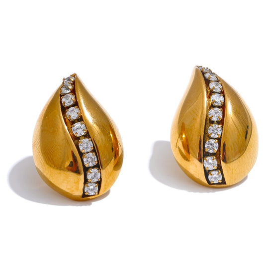 Cubic zirconia water drop stud earrings - product image