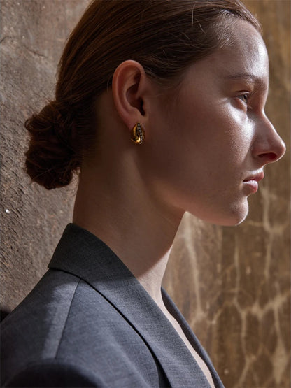 Cubic zirconia water drop stud earrings - product image