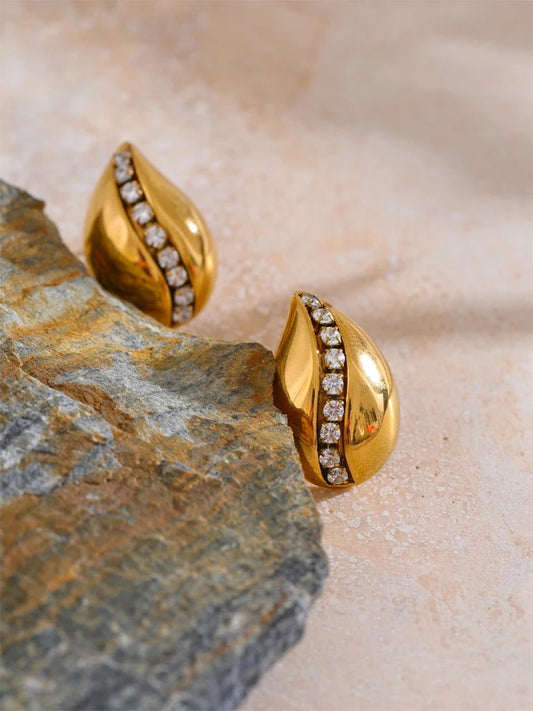 Cubic zirconia water drop stud earrings - product image