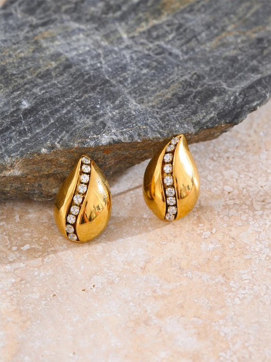 Cubic zirconia water drop stud earrings - product image