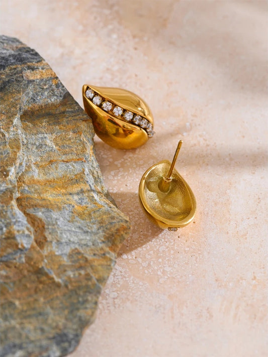 Cubic zirconia water drop stud earrings - product image