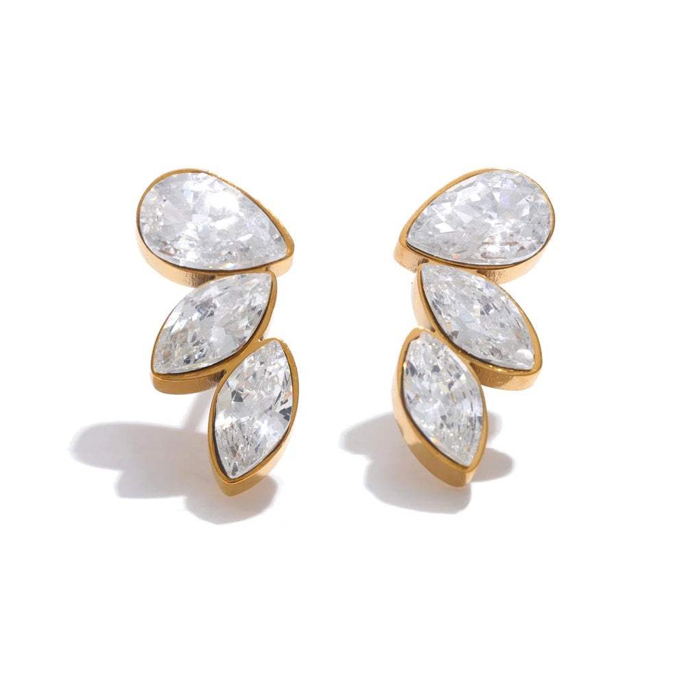 Cubic zirconia wing small stud daily earrings - product image