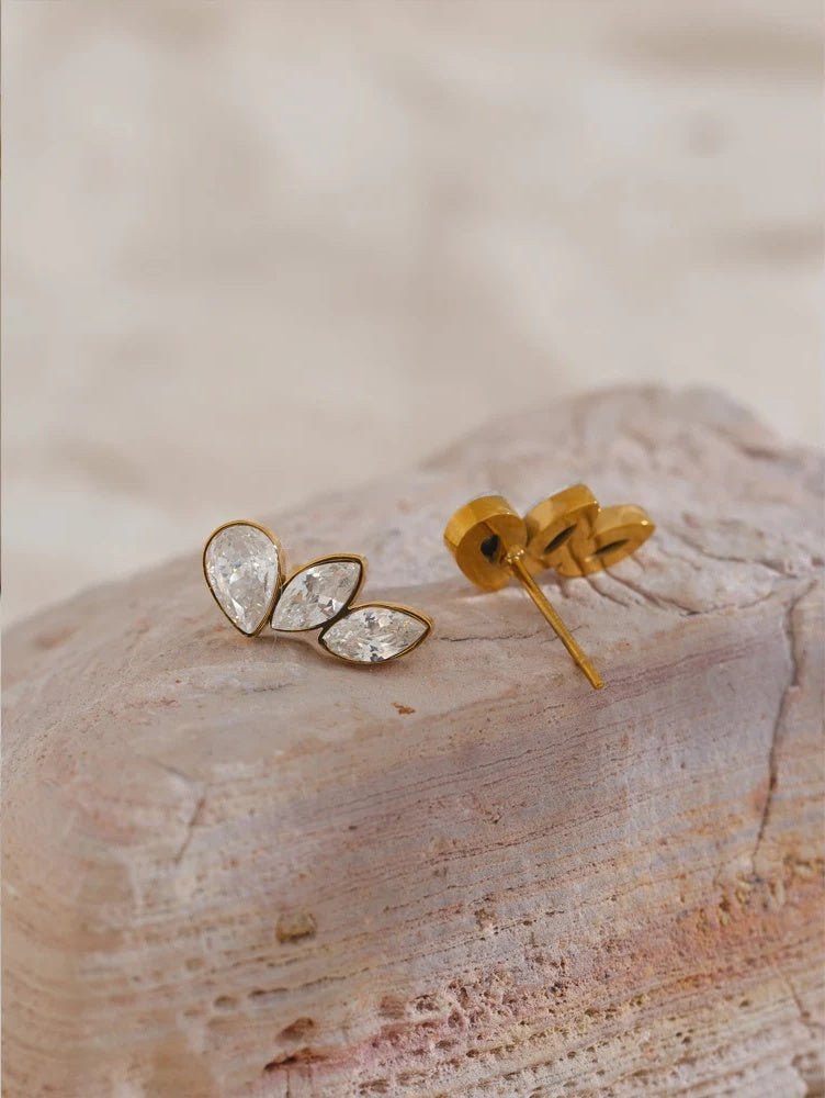 Cubic zirconia wing small stud daily earrings - product image
