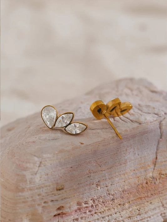Cubic zirconia wing small stud daily earrings - product image