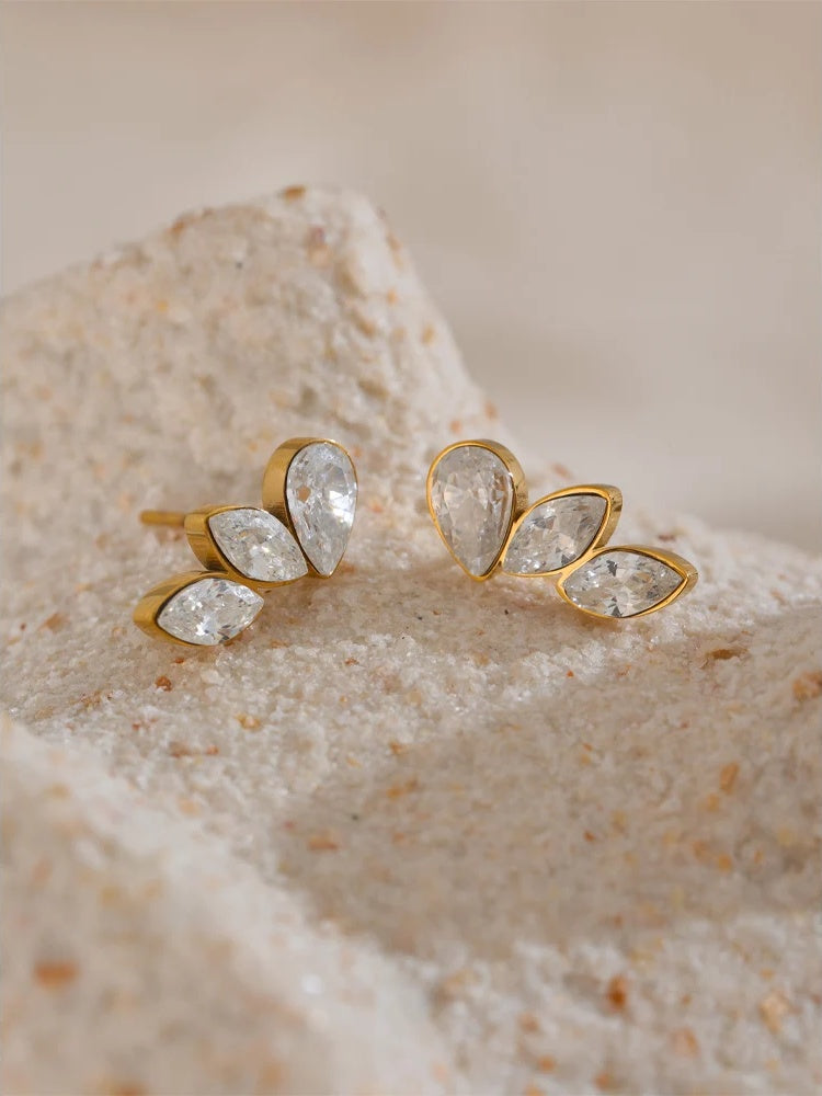 Cubic zirconia wing small stud daily earrings - product image