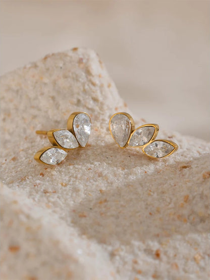 Cubic zirconia wing small stud daily earrings - product image
