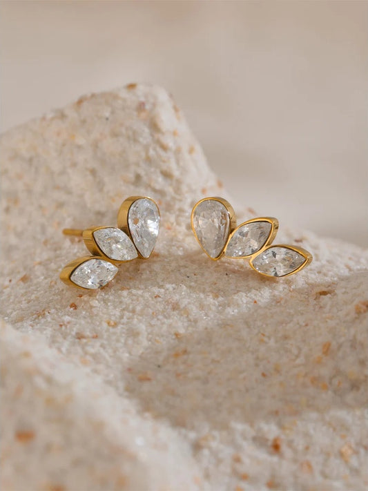 Cubic zirconia wing small stud daily earrings - product image