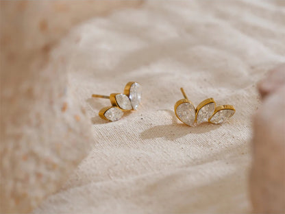 Cubic zirconia wing small stud daily earrings - product image