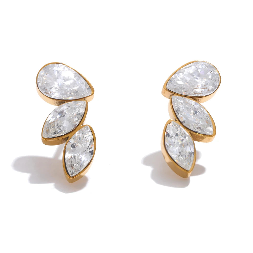 Cubic zirconia wing small stud daily earrings - product image