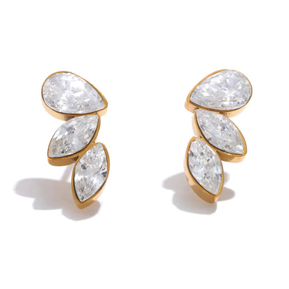 Cubic zirconia wing small stud daily earrings - product image