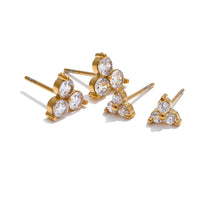 Cubric Zirconia Flower Stud Earrings Push-back Women