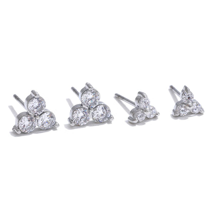 Cubric zirconia flower stud earrings push-back women - product image