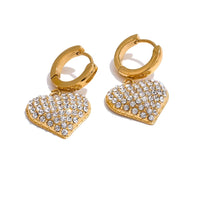 Cubric Zirconia Heart Drop Hoop Earrings Women