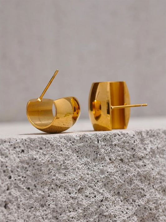 Curly chunky modern stud earrings women - product image