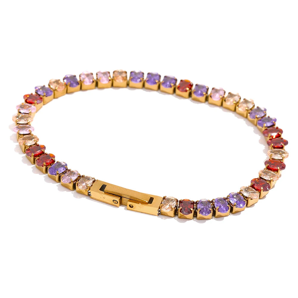 Cz tennis cubic zirconia necklace bracelet set - product image