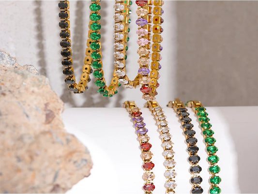 Cz tennis cubic zirconia necklace bracelet set - product image