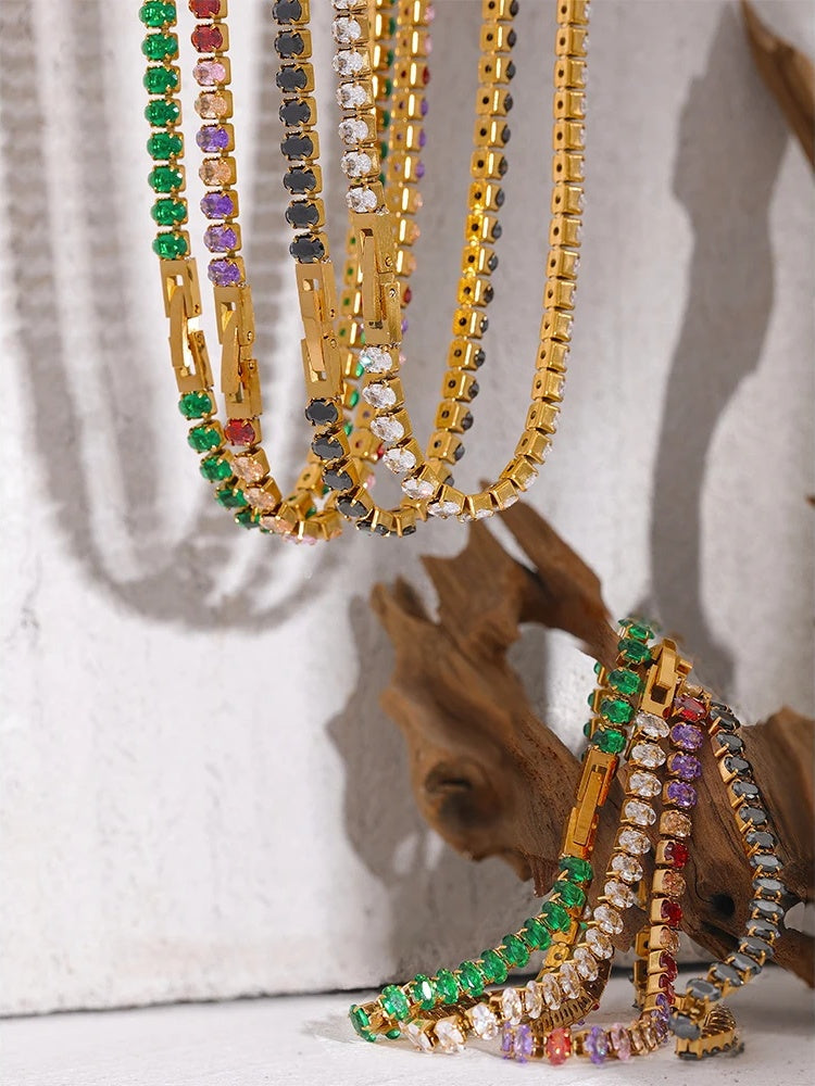 Cz tennis cubic zirconia necklace bracelet set - product image