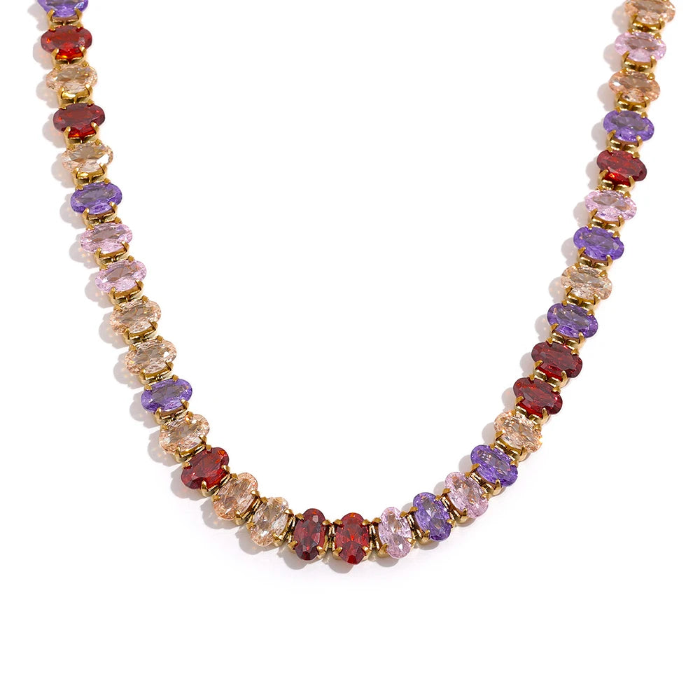 Cz tennis cubic zirconia necklace bracelet set - product image