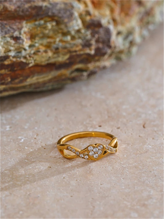 Delicate bling cubic zirconia thin finger ring - product image