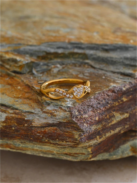 Delicate bling cubic zirconia thin finger ring - product image