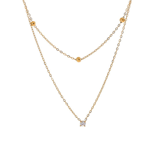 Delicate cubic zirconia double layer chain necklace - product image