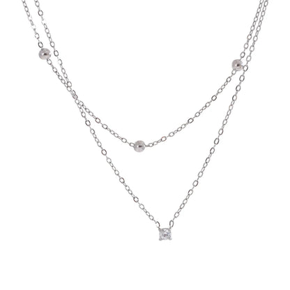Delicate cubic zirconia double layer chain necklace - product image