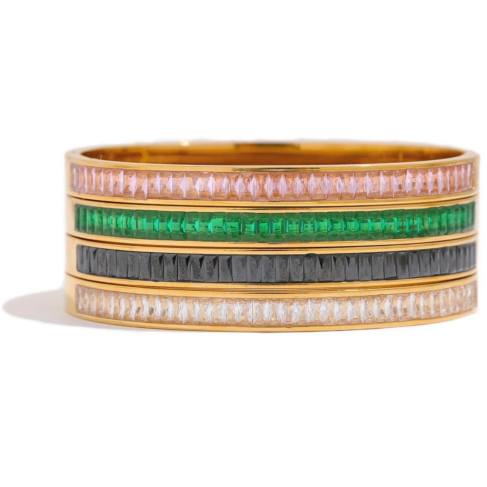 Delicate shiny cubic zirconia 18k gold plated bracelet - product image