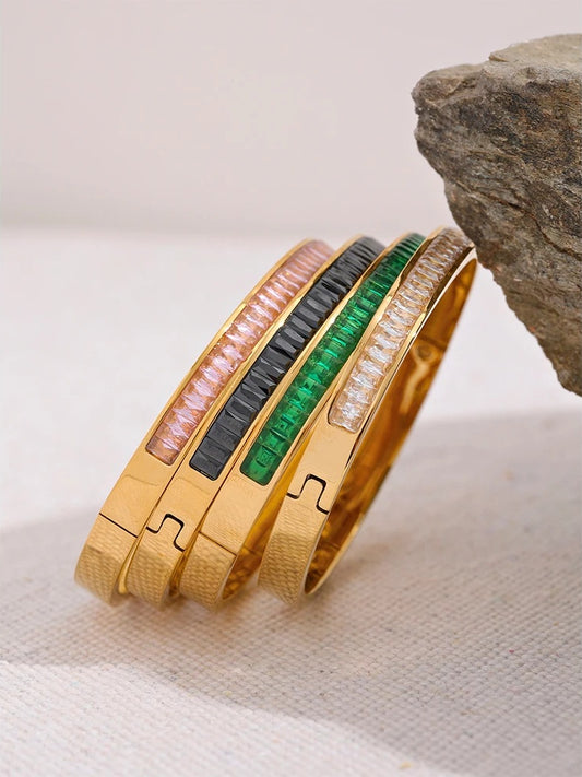 Delicate shiny cubic zirconia 18k gold plated bracelet - product image