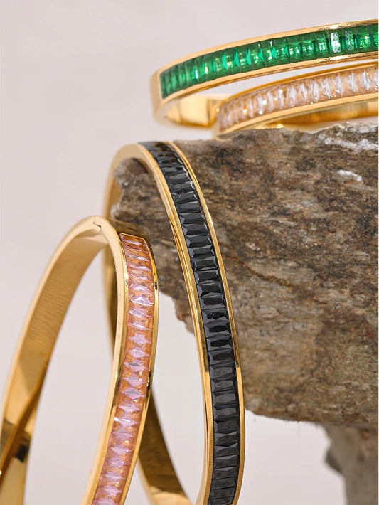 Delicate shiny cubic zirconia 18k gold plated bracelet - product image