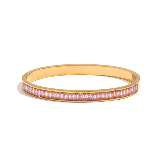 Delicate shiny cubic zirconia 18k gold plated bracelet - product image