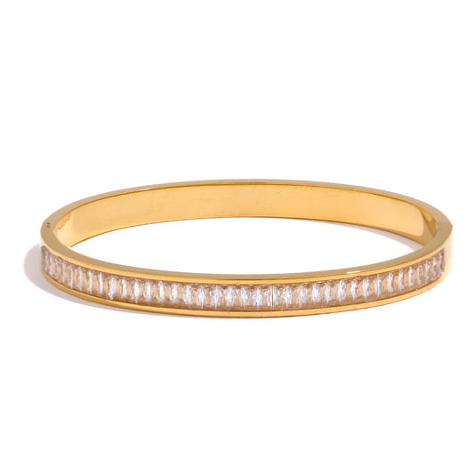 Delicate shiny cubic zirconia 18k gold plated bracelet - product image