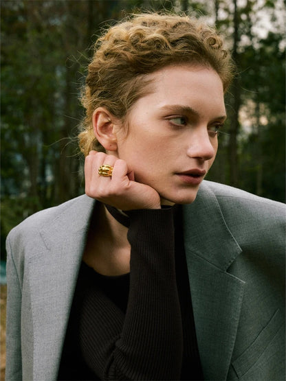 Distinctive abstract cast metal texture ring - product image
