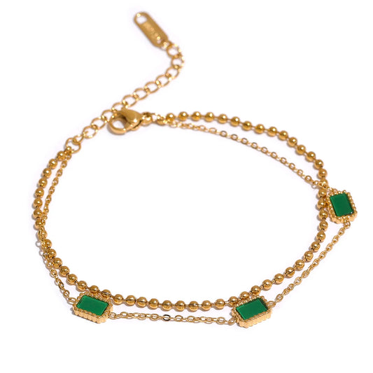 Double chain acrylic green red charm bracelet women - product image
