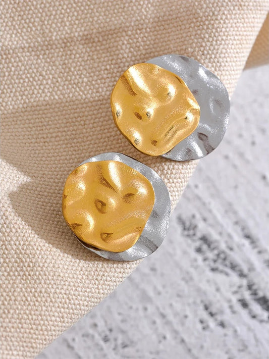 Double color abstract round stud earrings - product image