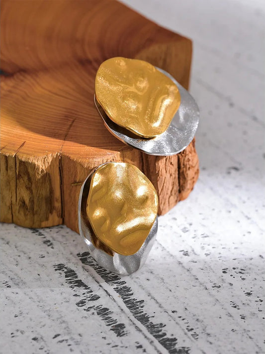 Double color abstract round stud earrings - product image