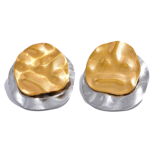 Double color abstract round stud earrings - product image
