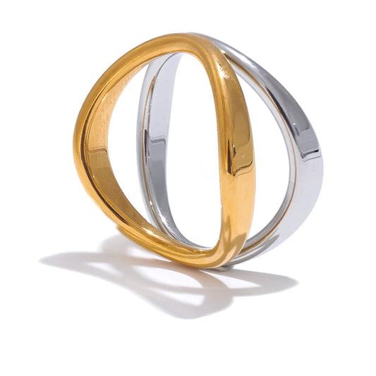 Double color technology contemporary fashion ring - product image