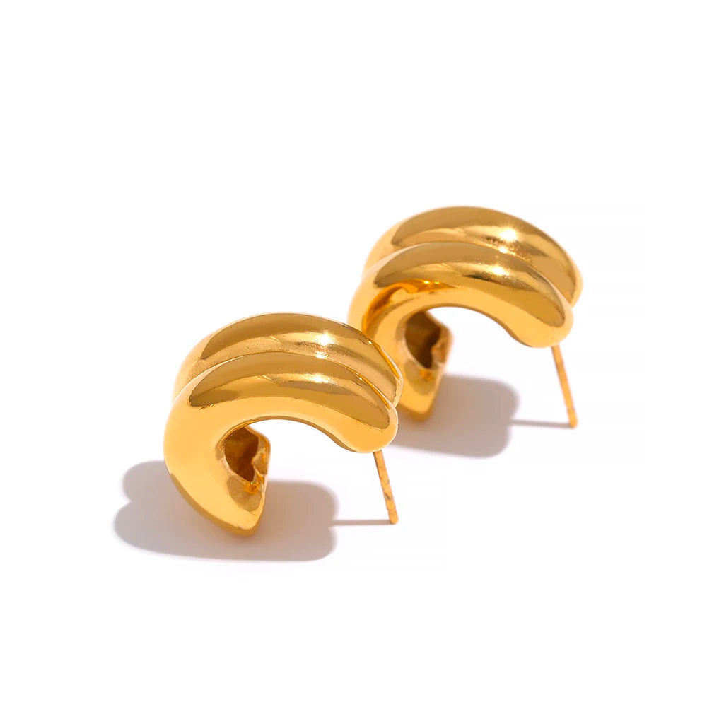 Double color thick charm push-back stud earrings - product image