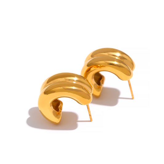 Double color thick charm push-back stud earrings - product image