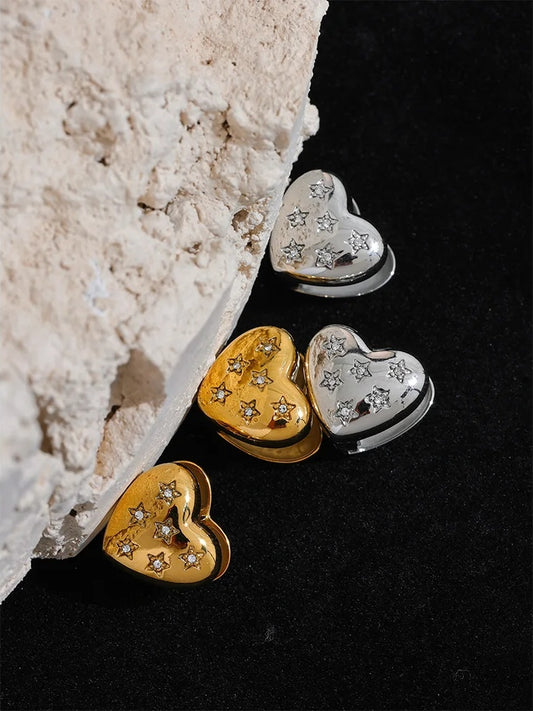 Double face heart hollow hoop earrings women - product image