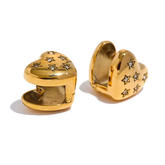 Double face heart hollow hoop earrings women - product image
